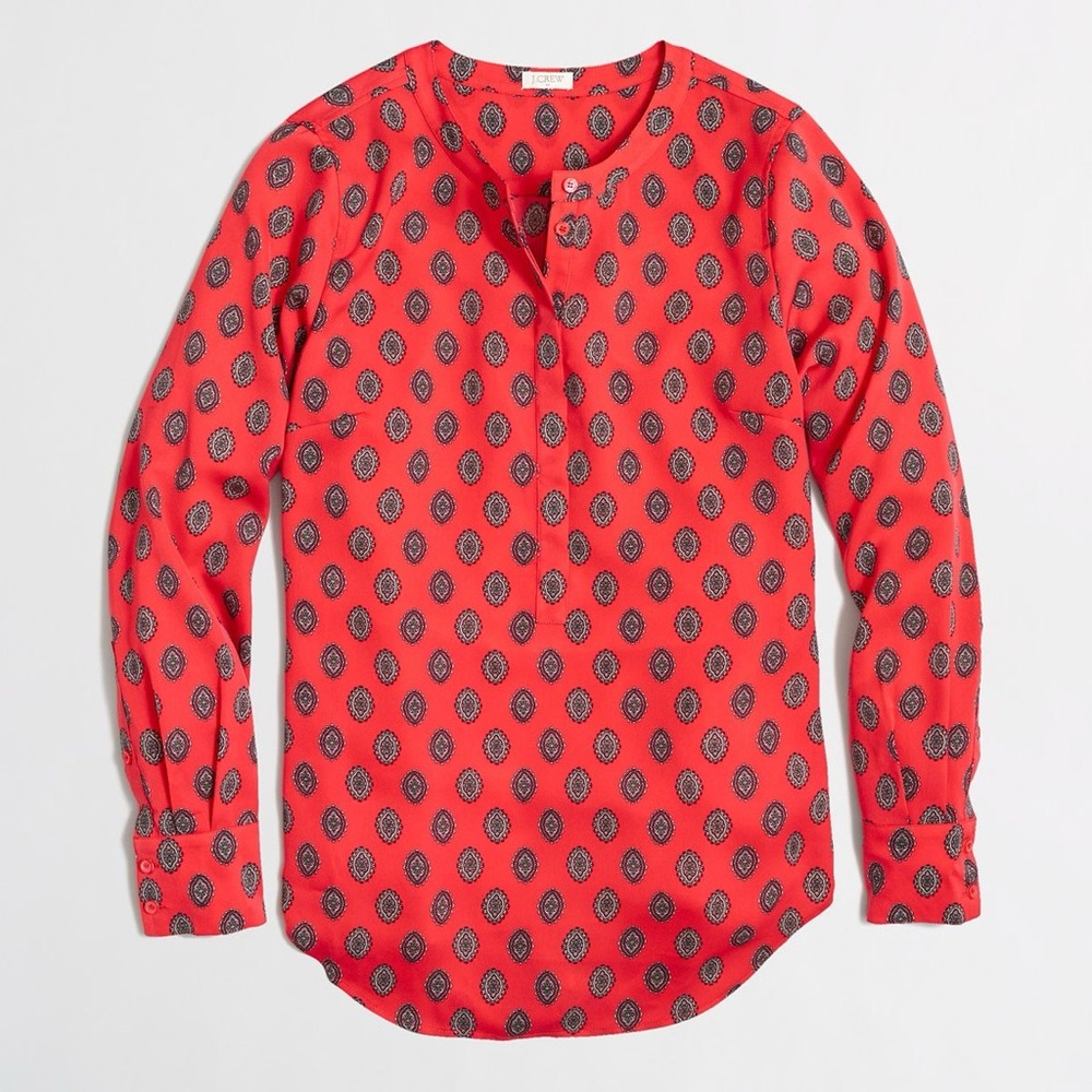 J. Crew Factory Printed Drapey Henley Tunic